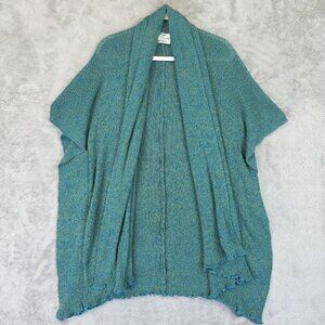 Wild Woman Wild Thing Cardigan Womens One Size Teal Open Front Knit Wrap Kimono